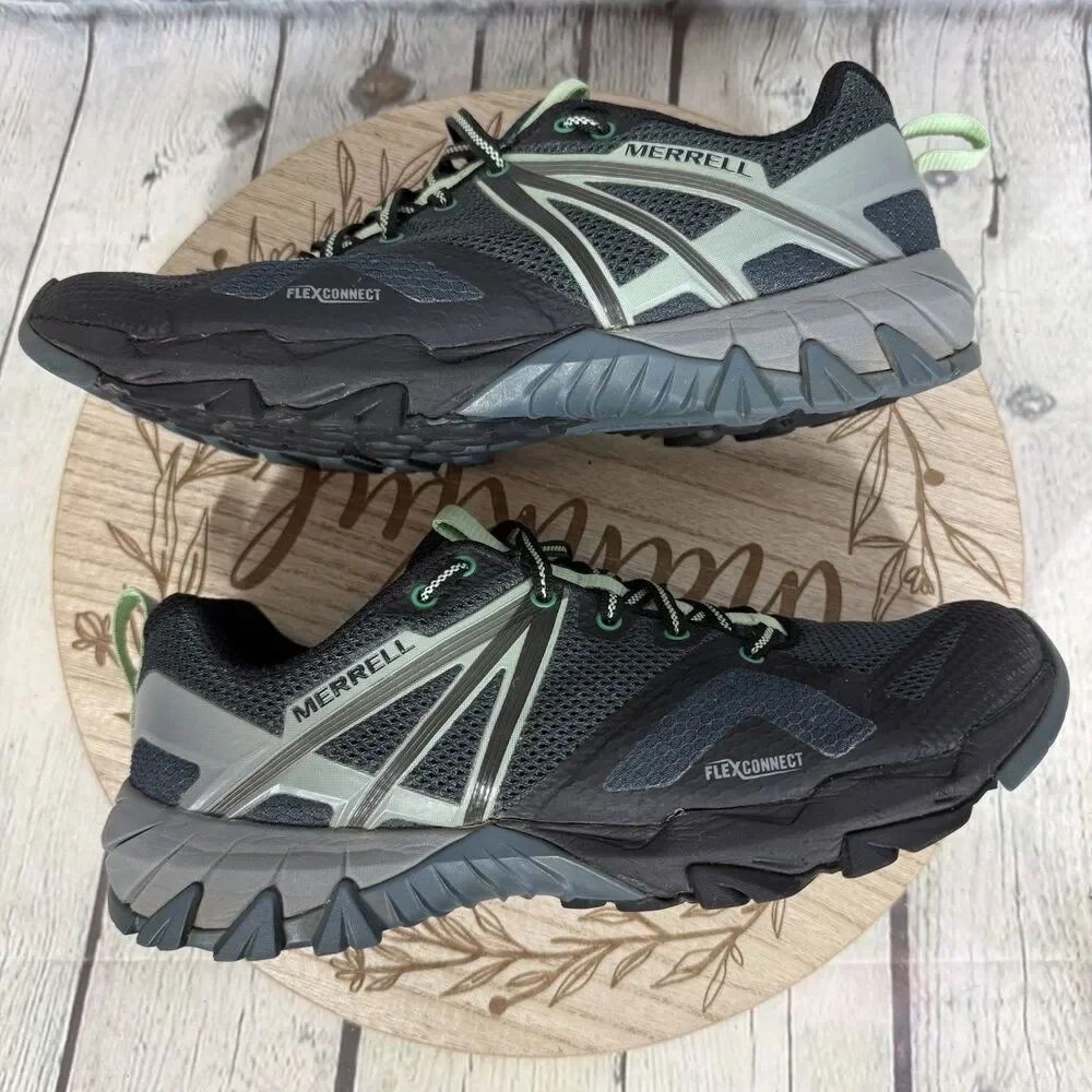 Merrell Flex Connect Hiking Trail Shoes Womens 9 Gray Green Outdoor Walking